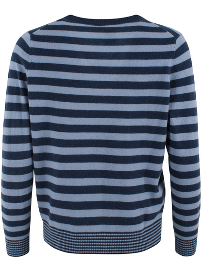 Danenote Merino Wool Sweater Porcelaine/Dark Grey Blue
