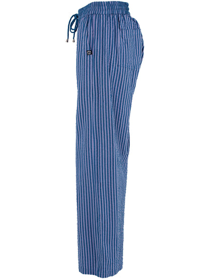 Lækre bæk og bølge bukser med elastik i taljen og blå og lilla striber til kvinder