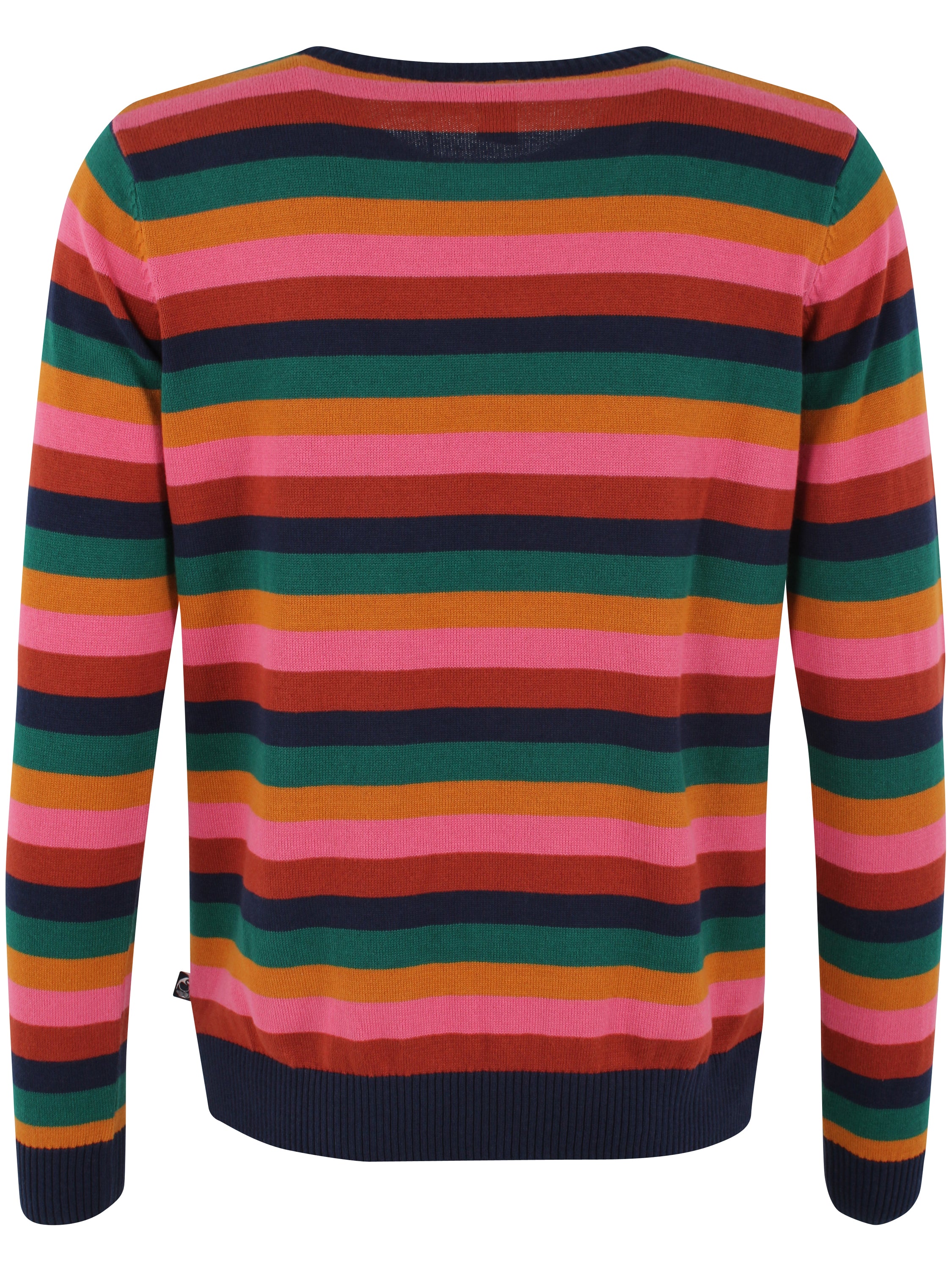 Fin farverig sweater i bomuld med striber til kvinder