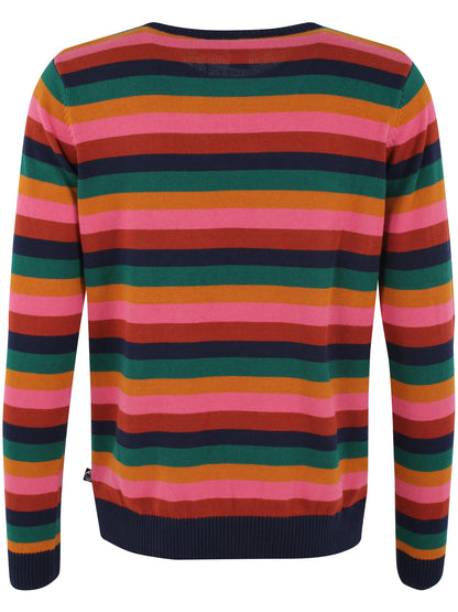 Fin farverig sweater i bomuld med striber til kvinder