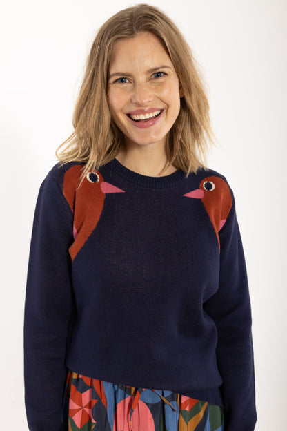 Danepearly Cotton Sweater Dark Navy BIRD