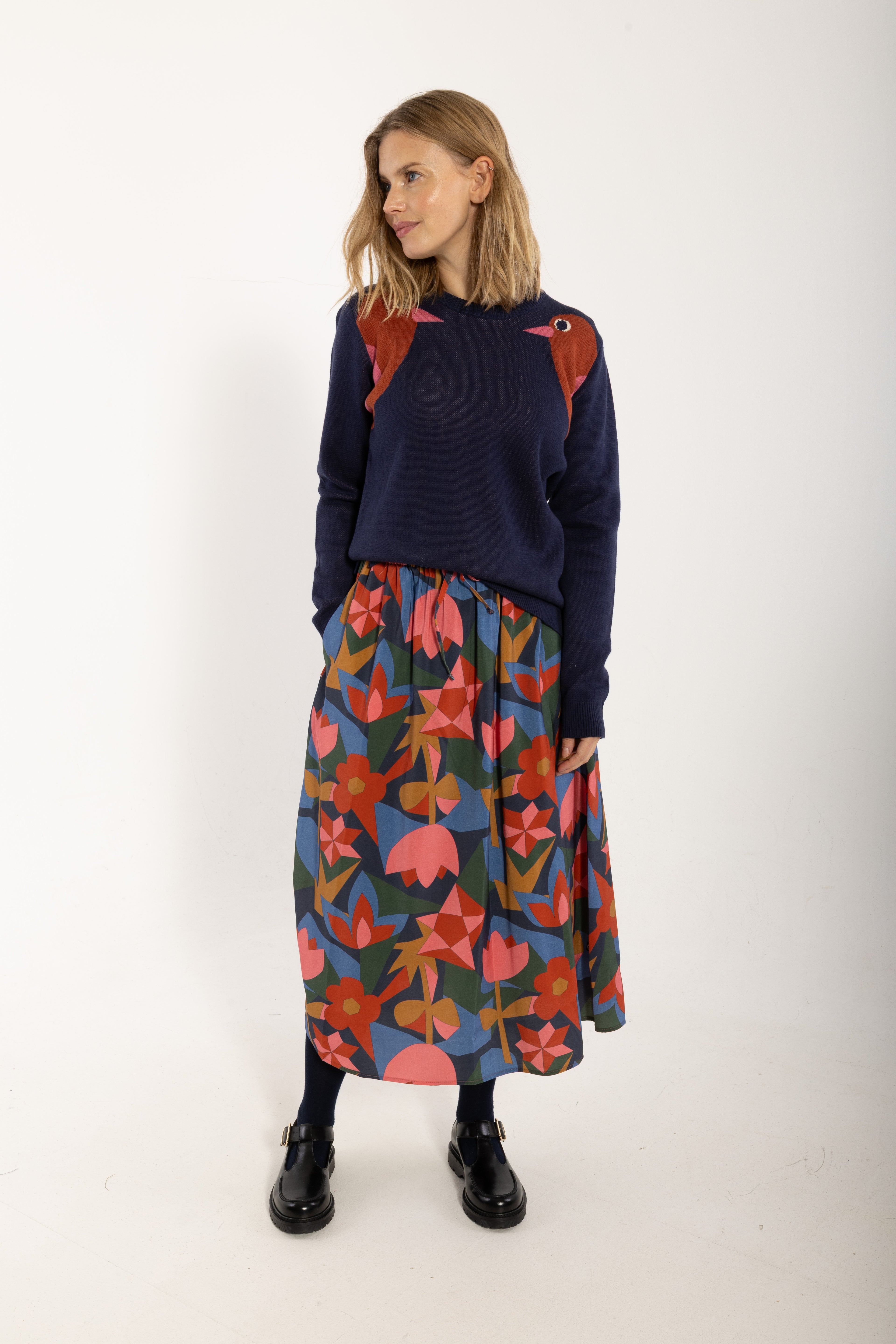 Danepearly Cotton Sweater Dark Navy BIRD