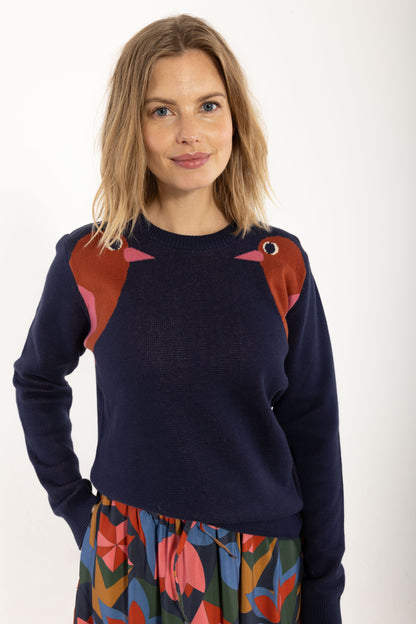 Danepearly Cotton Sweater Dark Navy BIRD
