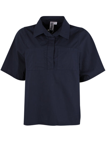 Danepeople Smooth Poplin SS Shirt Dark Navy