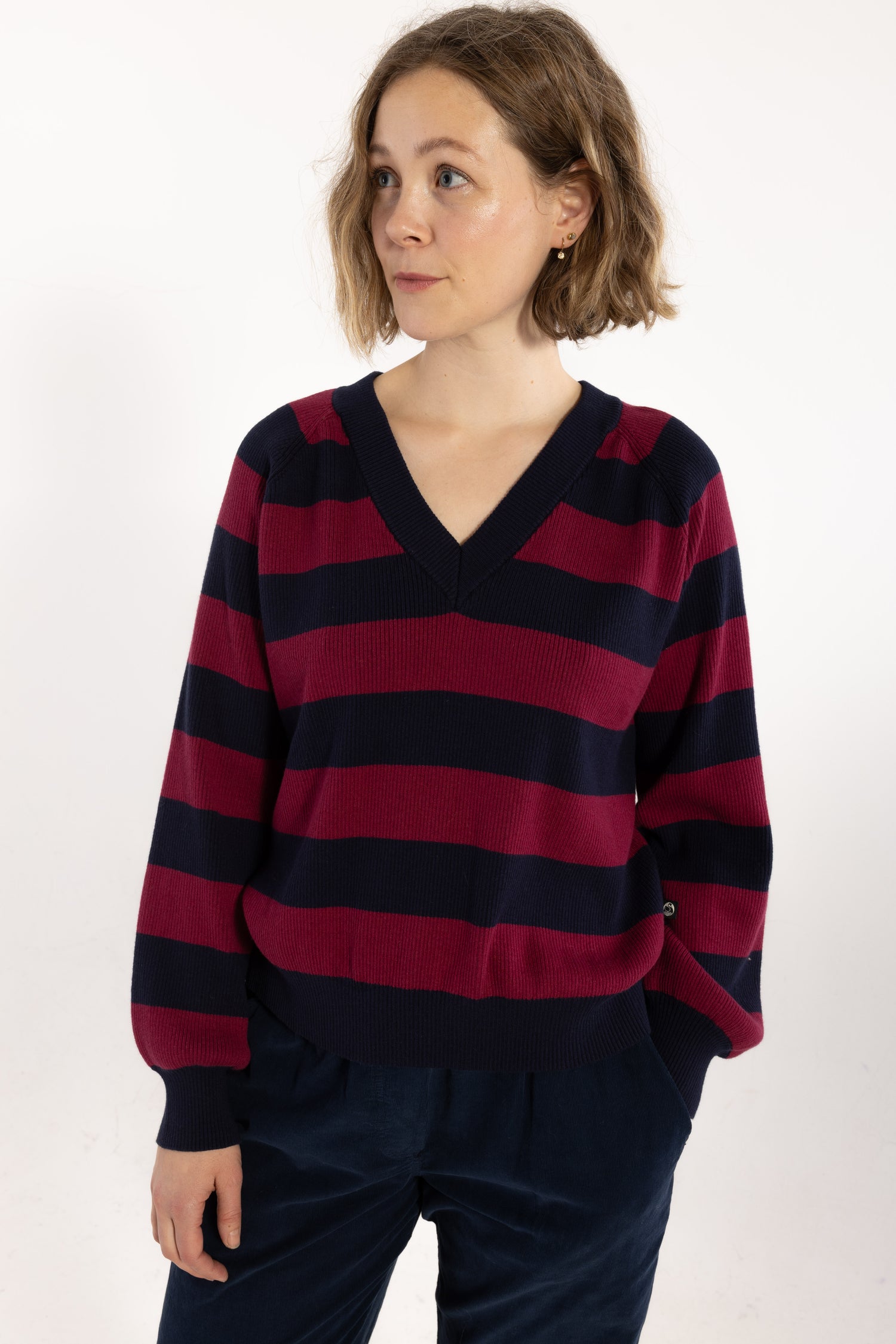 Danepeppy Chunky Wool-Mix Sweater Dark Navy/Dark Cherry