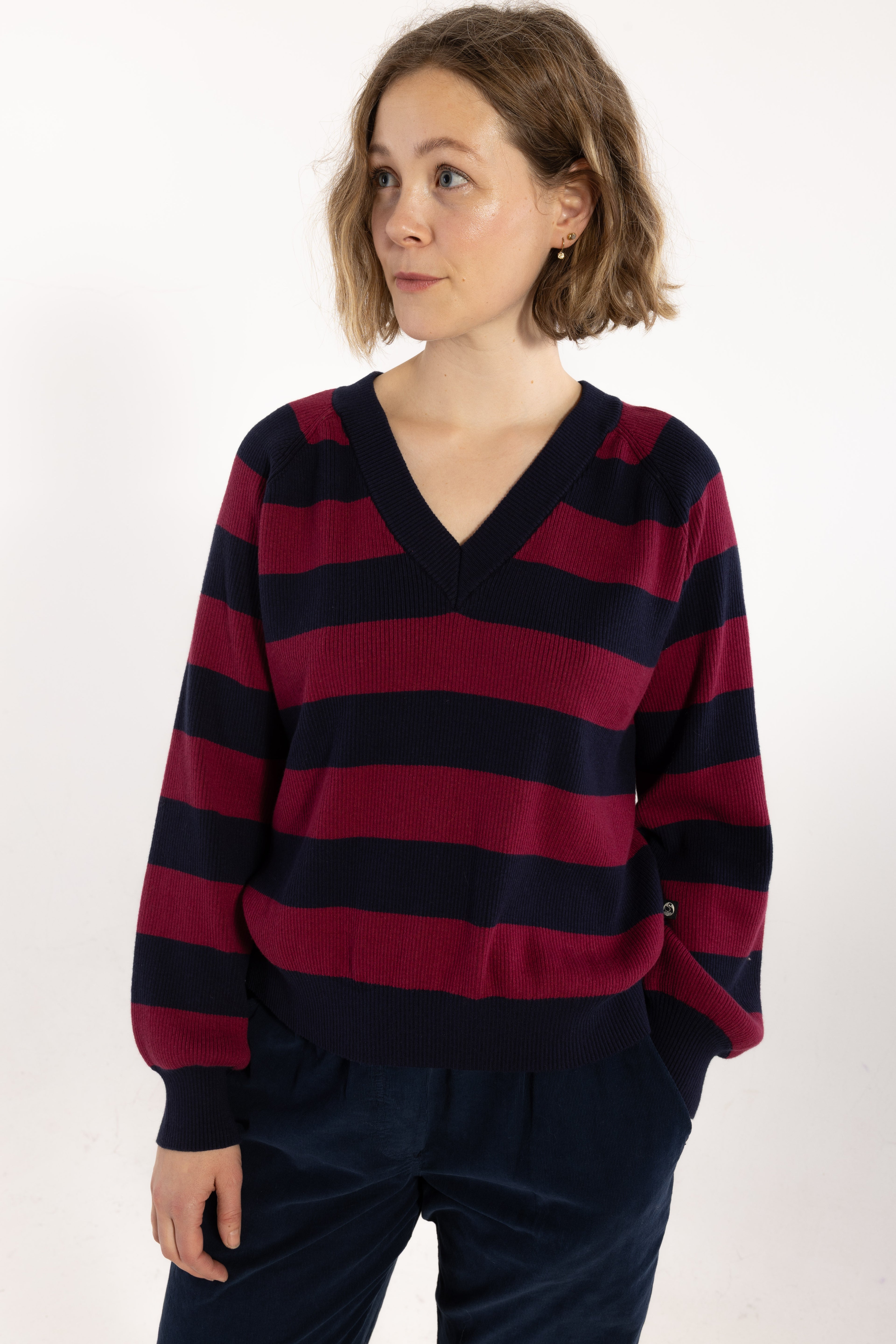 Danepeppy Chunky Wool-Mix Sweater Dark Navy/Dark Cherry