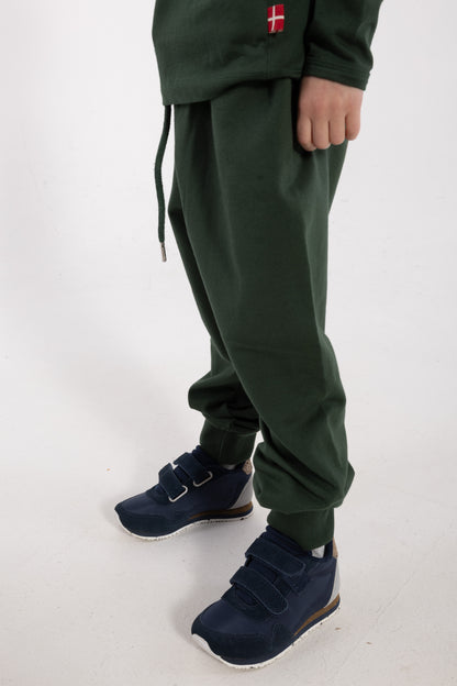 Lækre mørkegrønne sweatpants i bomuld til børn