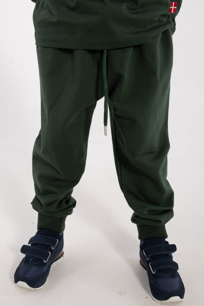 Lækre mørkegrønne sweatpants i bomuld til børn