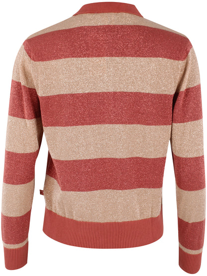 Flot stribet sweater med glitter, krave og knapper til kvinder fra Danefæ