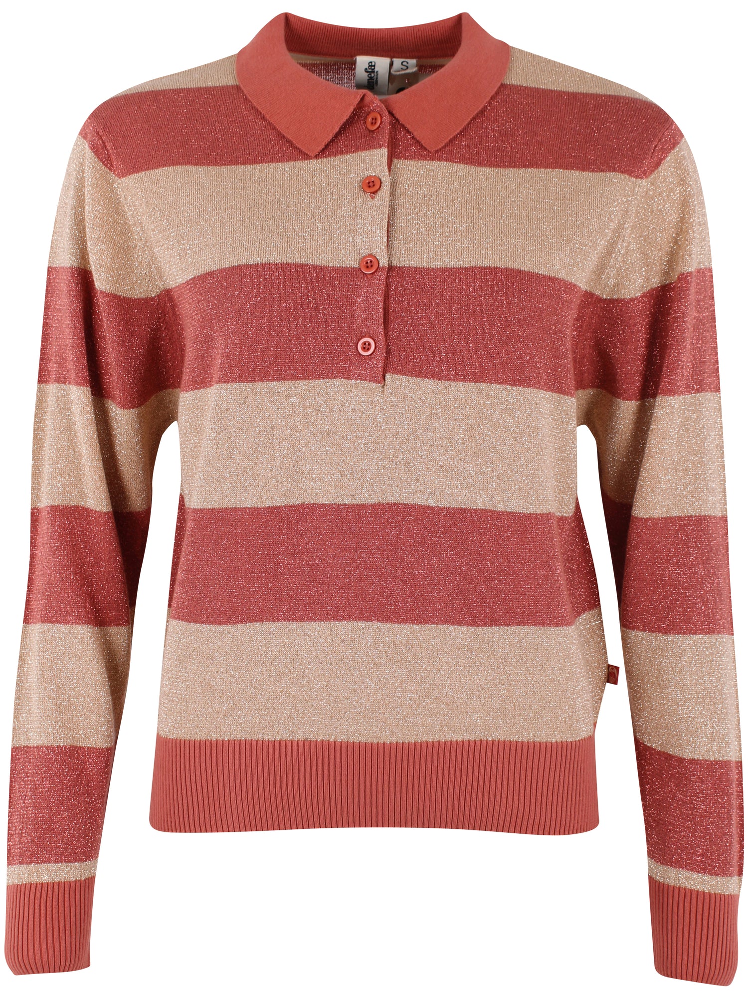 Flot stribet sweater med glitter, krave og knapper til kvinder fra Danefæ