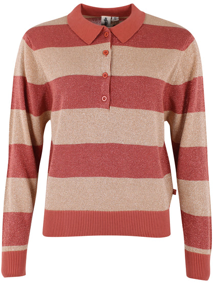 Flot stribet sweater med glitter, krave og knapper til kvinder fra Danefæ