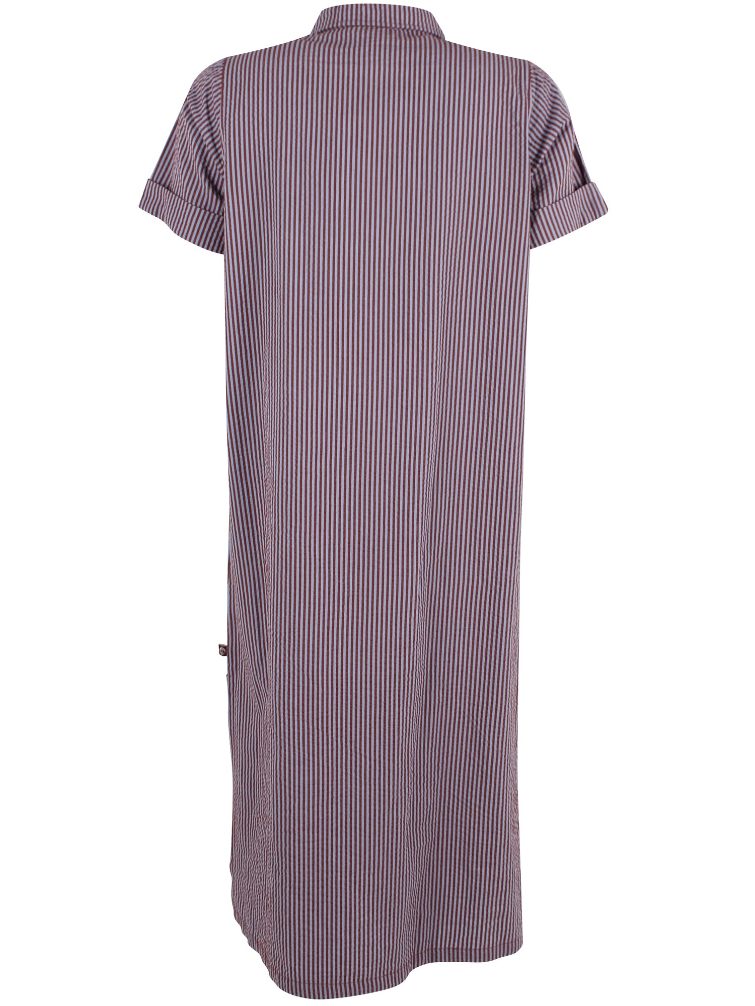 Sød bæk og bølge skjortekjole med rødbrune og lyseblå striber til kvinder