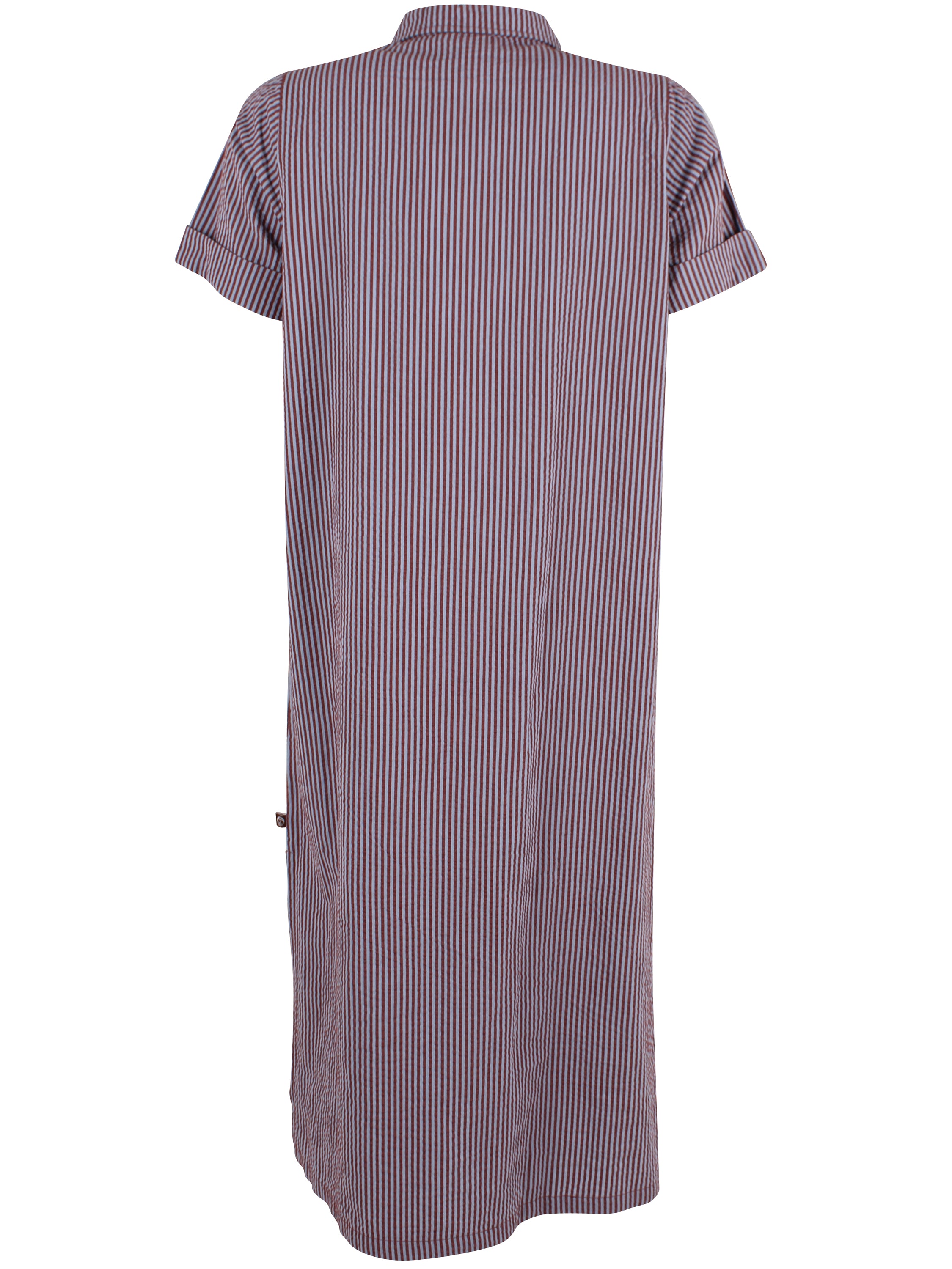 Sød bæk og bølge skjortekjole med rødbrune og lyseblå striber til kvinder