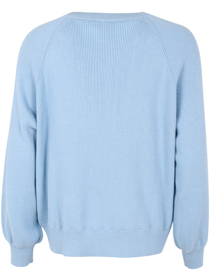 Lækker himmelblå striktrøje i uld til kvinder