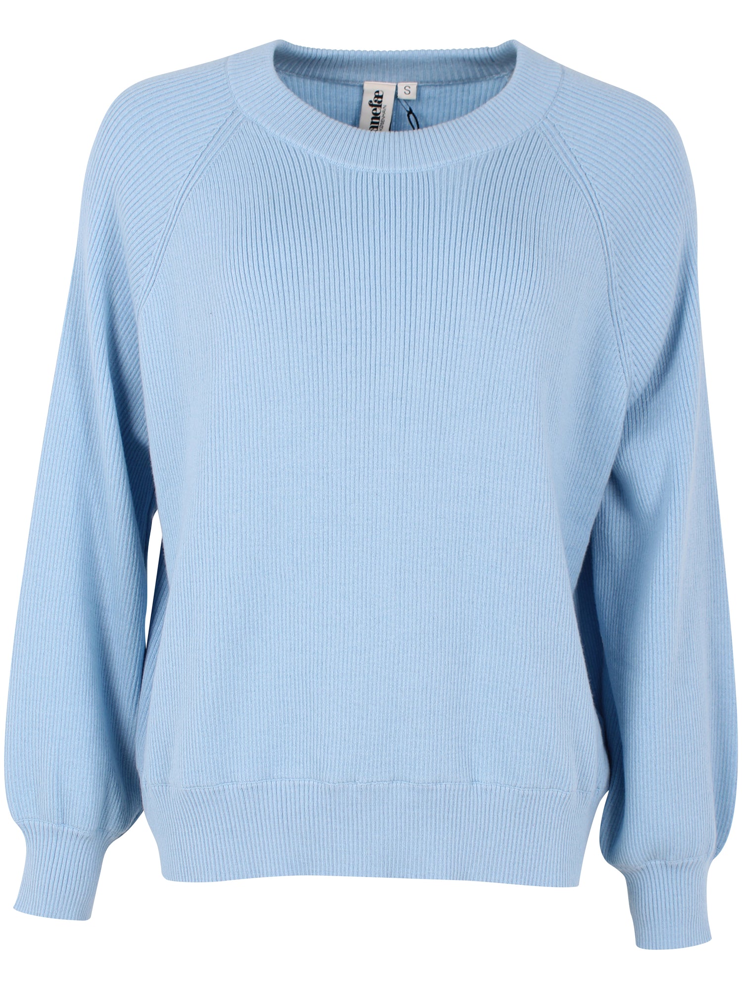 Lækker himmelblå striktrøje i uld til kvinder
