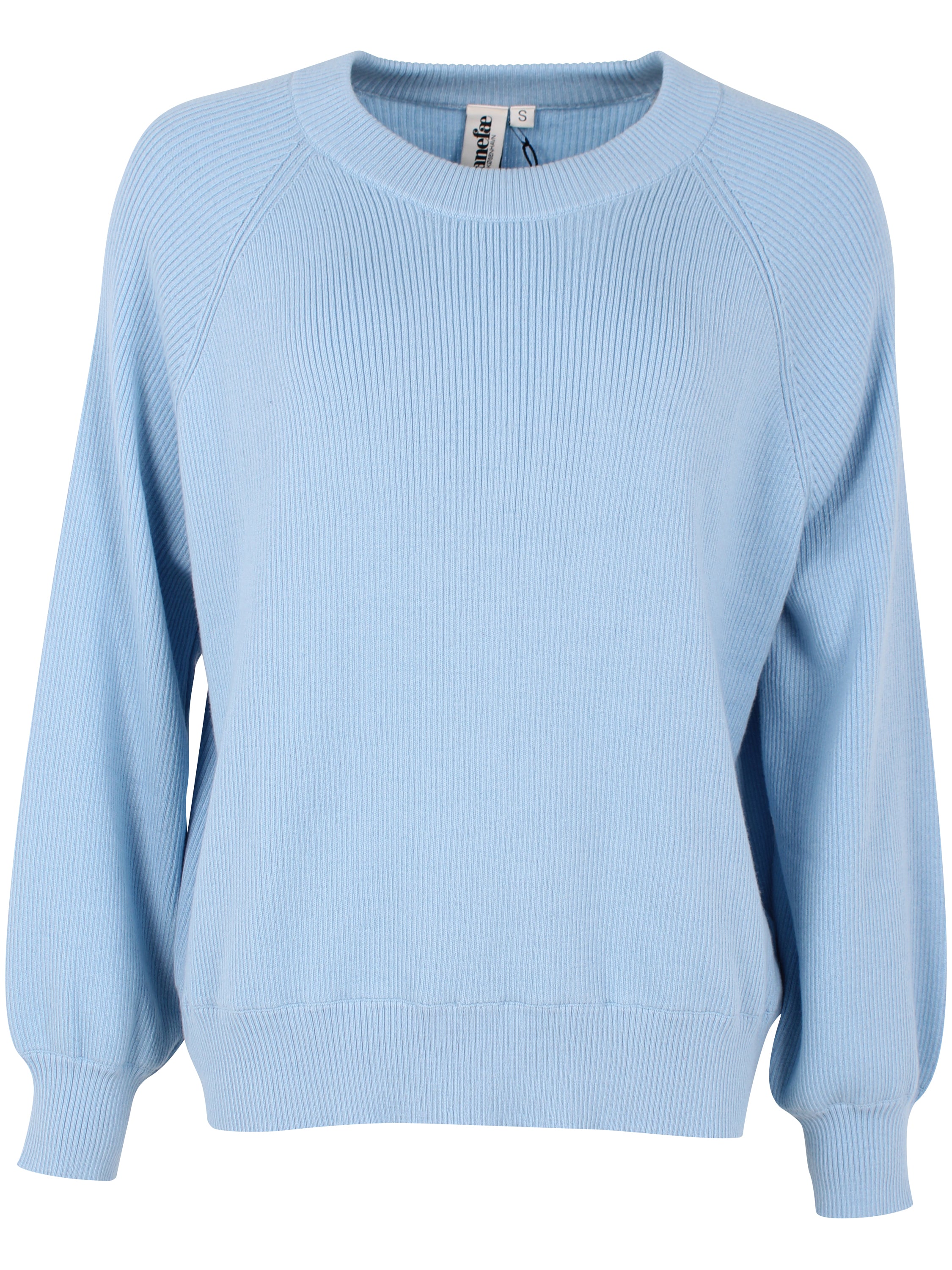 Lækker himmelblå striktrøje i uld til kvinder