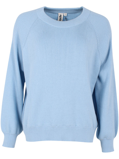 Lækker himmelblå striktrøje i uld til kvinder