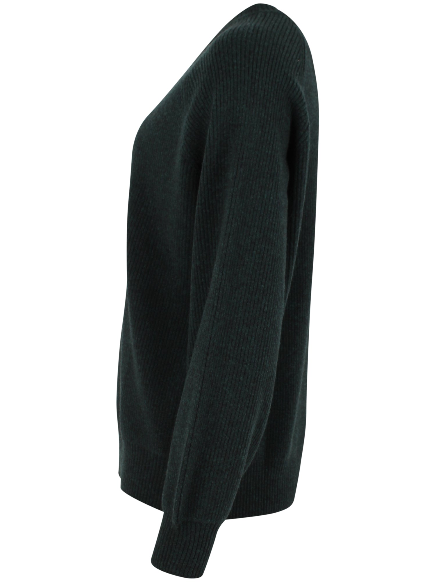 Smuk chunky sweater i 100% merinould med rund hals og i mørkegrøn nuance til kvinder