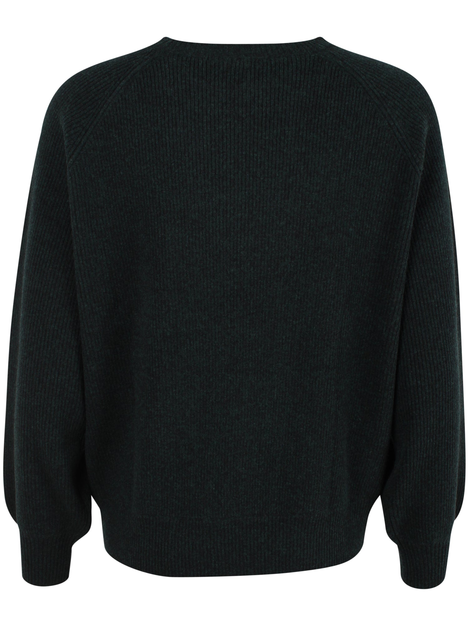 Smuk chunky sweater i 100% merinould med rund hals og i mørkegrøn nuance til kvinder