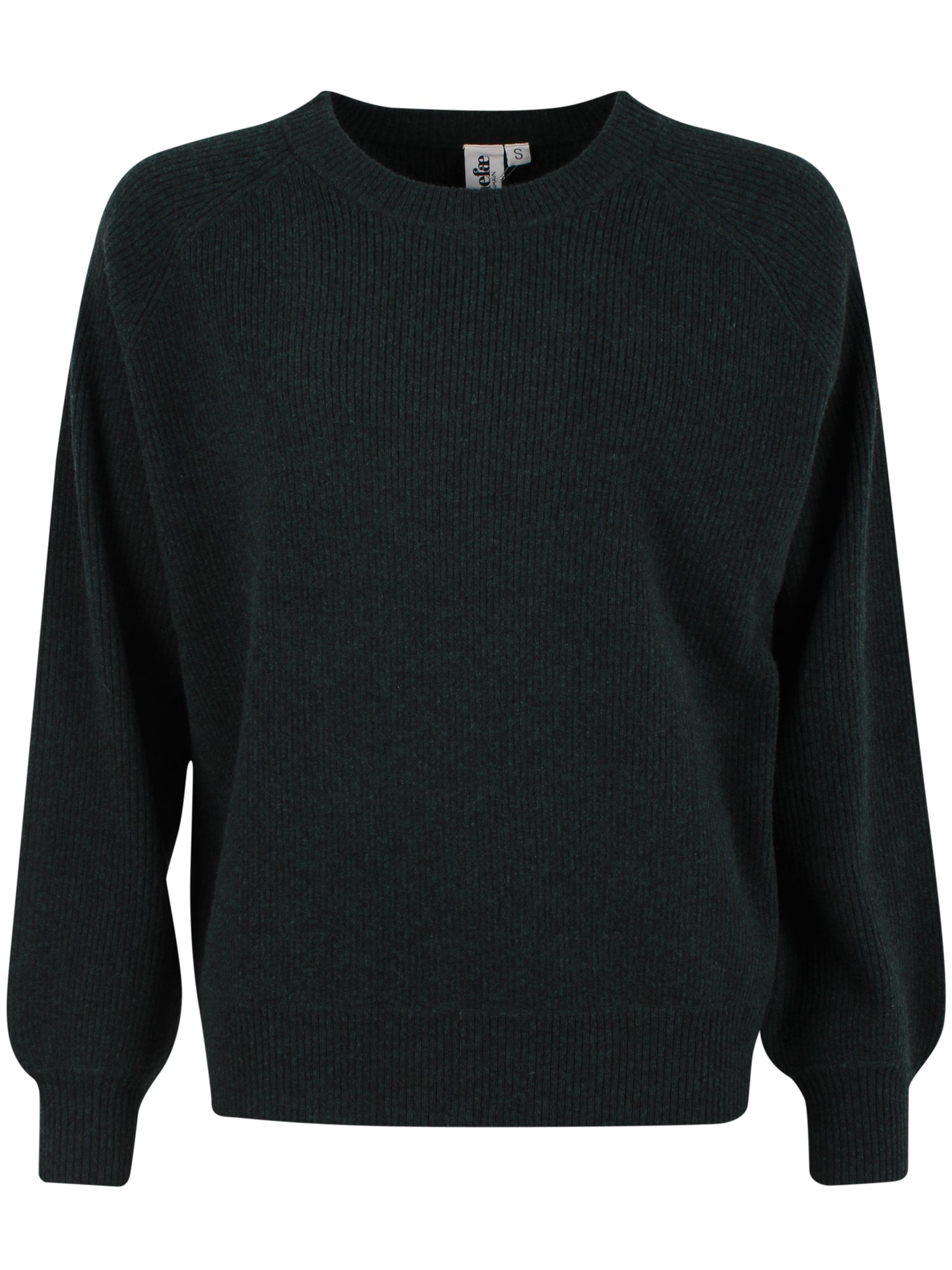 Smuk chunky sweater i 100% merinould med rund hals og i mørkegrøn nuance til kvinder