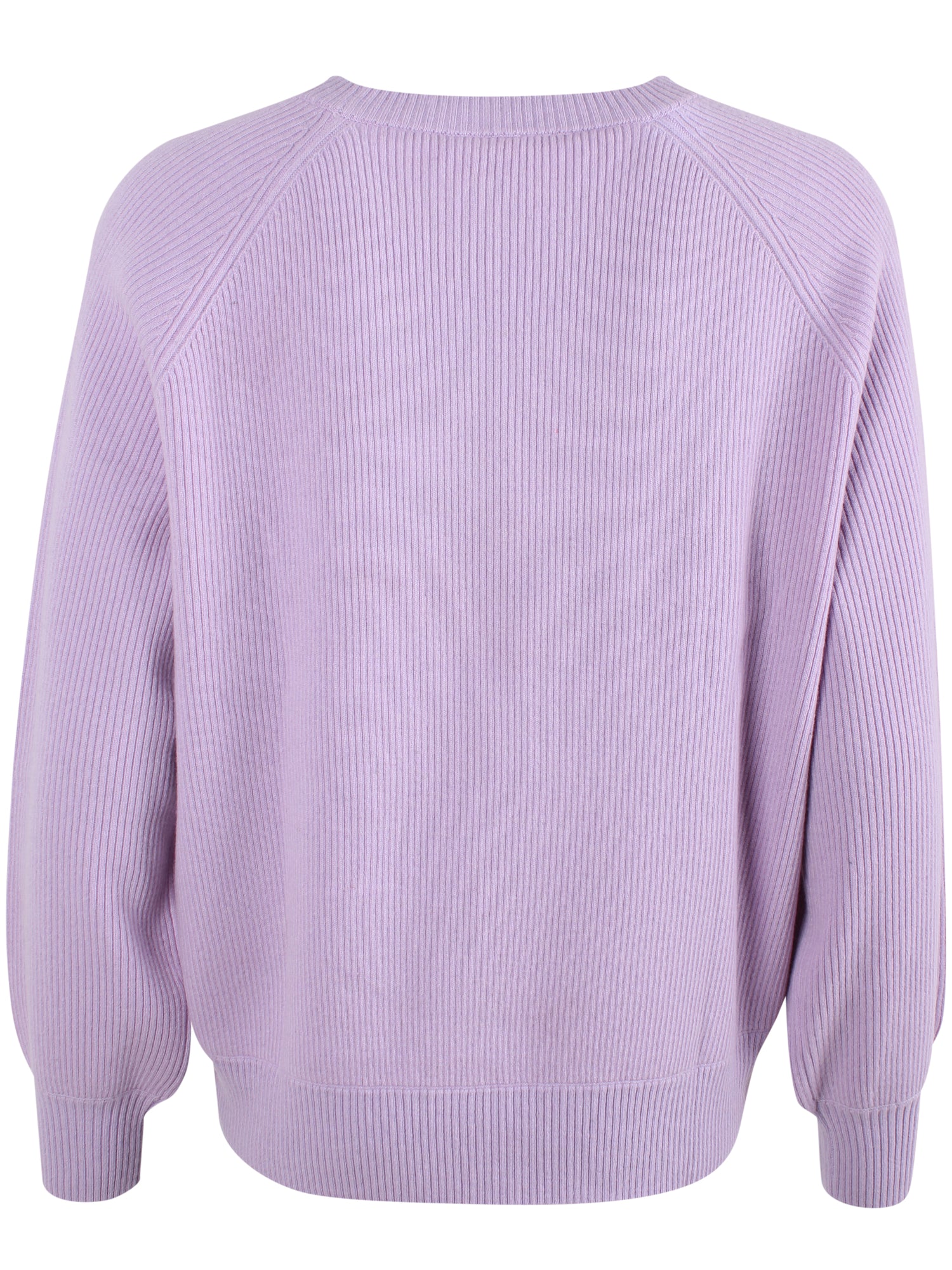 Smuk chunky sweater i 100% merinould med rund hals og i lyslilla nuance til kvinder
