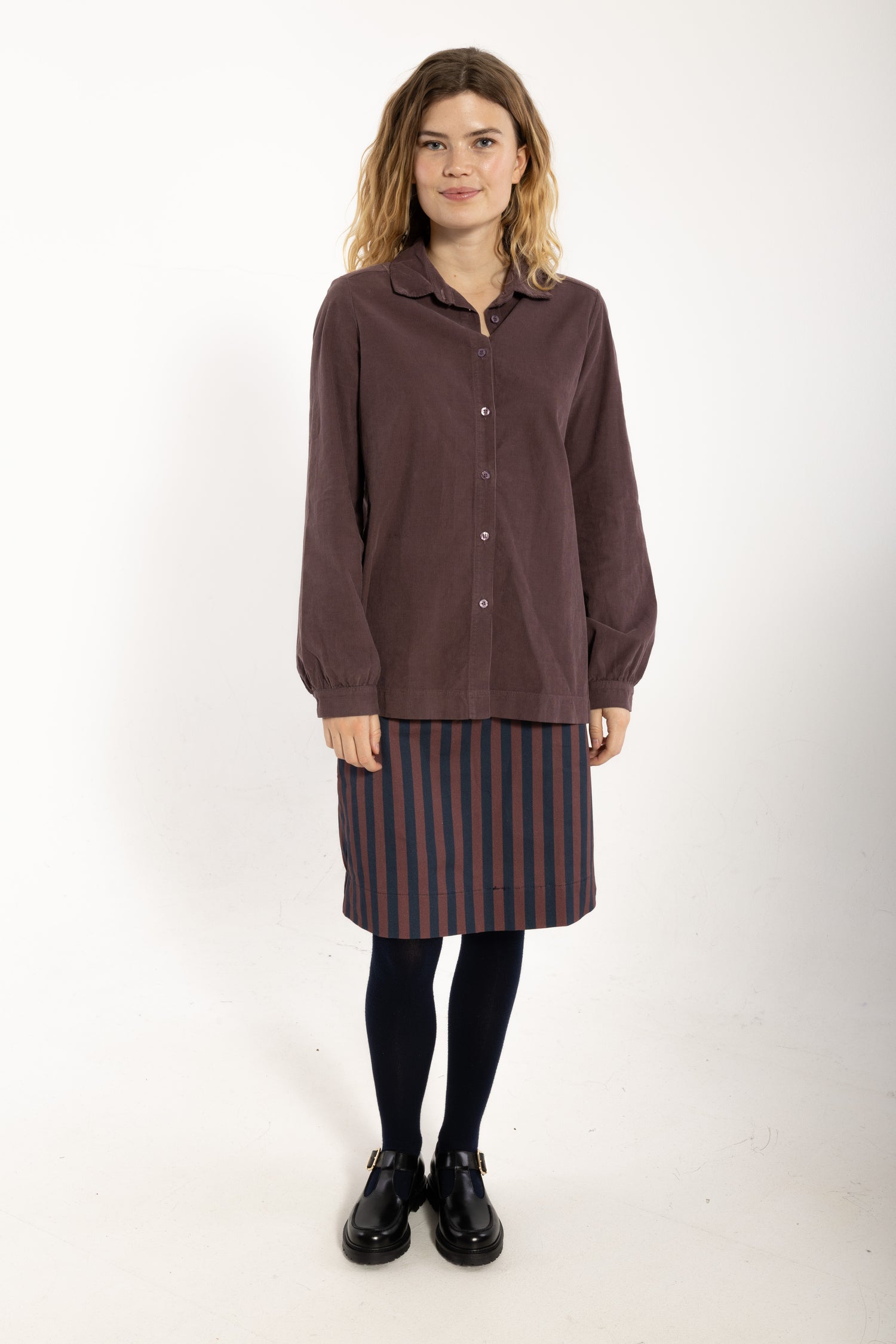 Danerosemary Cord Shirt Grey Plum