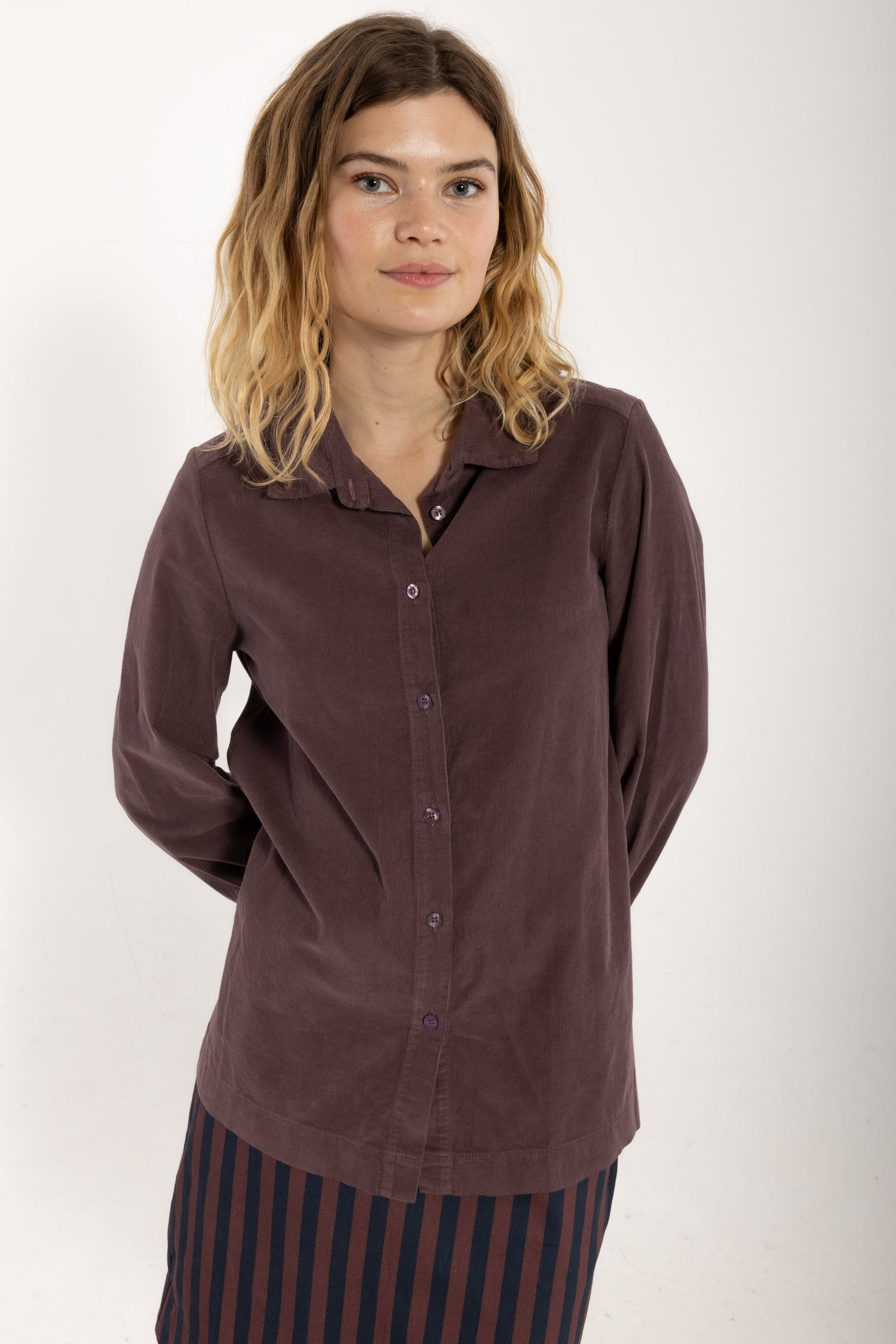 Danerosemary Cord Shirt Grey Plum