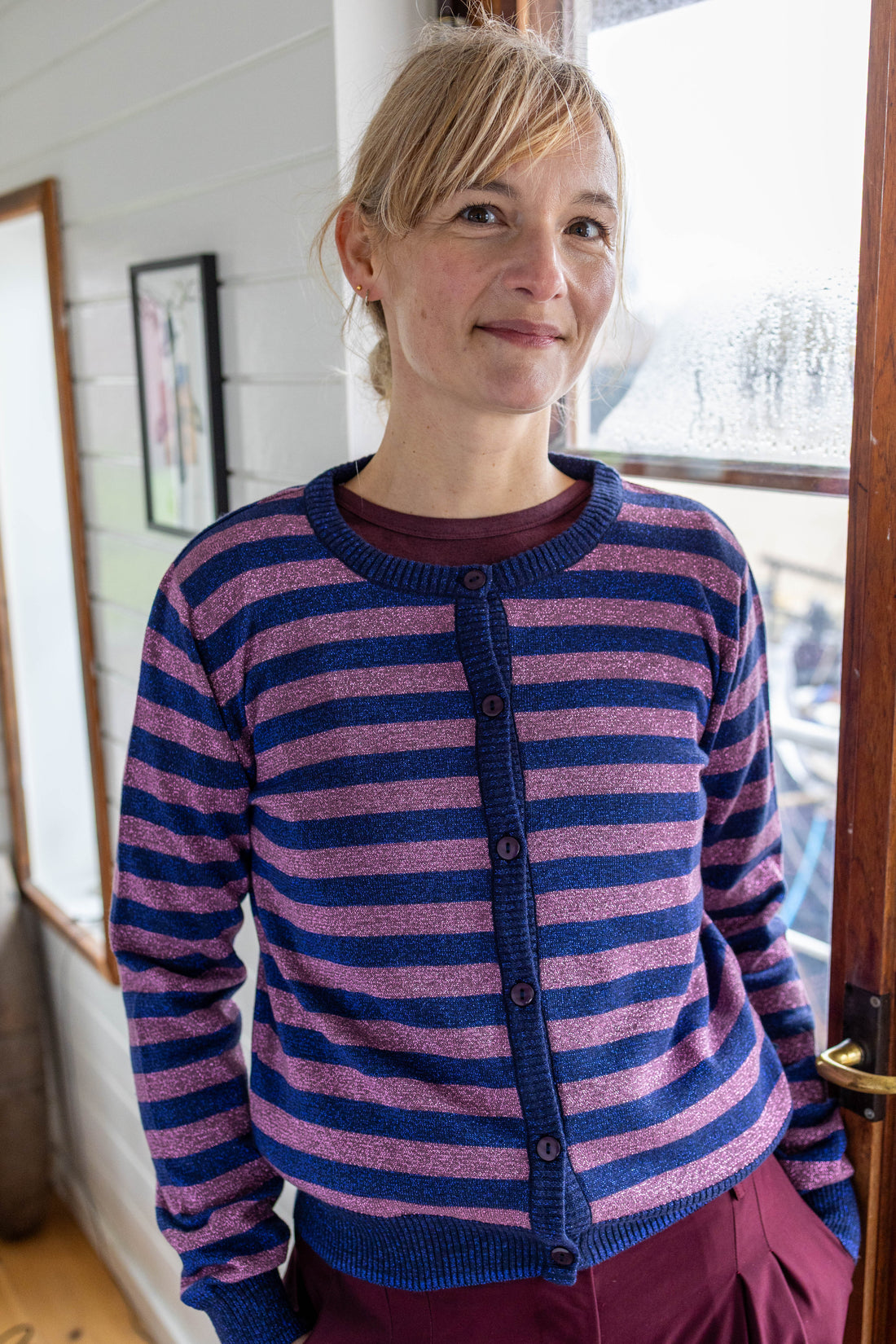 Danesaga Glitter Cardigan Dark Navy/Grey Plum
