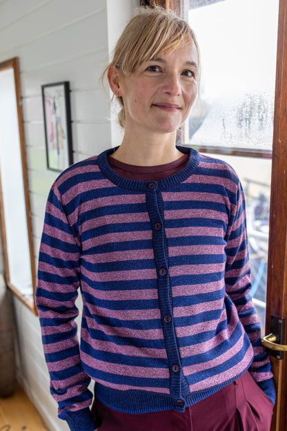 Danesaga Glitter Cardigan Dark Navy/Grey Plum