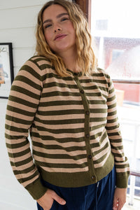 Danesaga Glitter Cardigan Dark Olive/Nougat