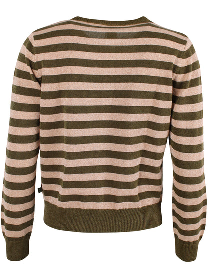 Danesaga Glitter Cardigan Dark Olive/Nougat