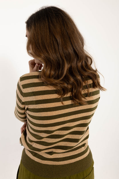 Danesaga Glitter Cardigan Dark Olive/Nougat