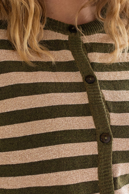 Danesaga Glitter Cardigan Dark Olive/Nougat