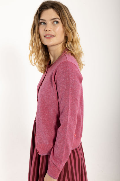 Danesaga Glitter Cardigan Soft Cherry