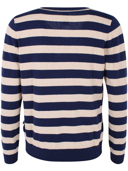 Smart sweater med blå og lyse striber og v-hals til kvinder fra Danefæ