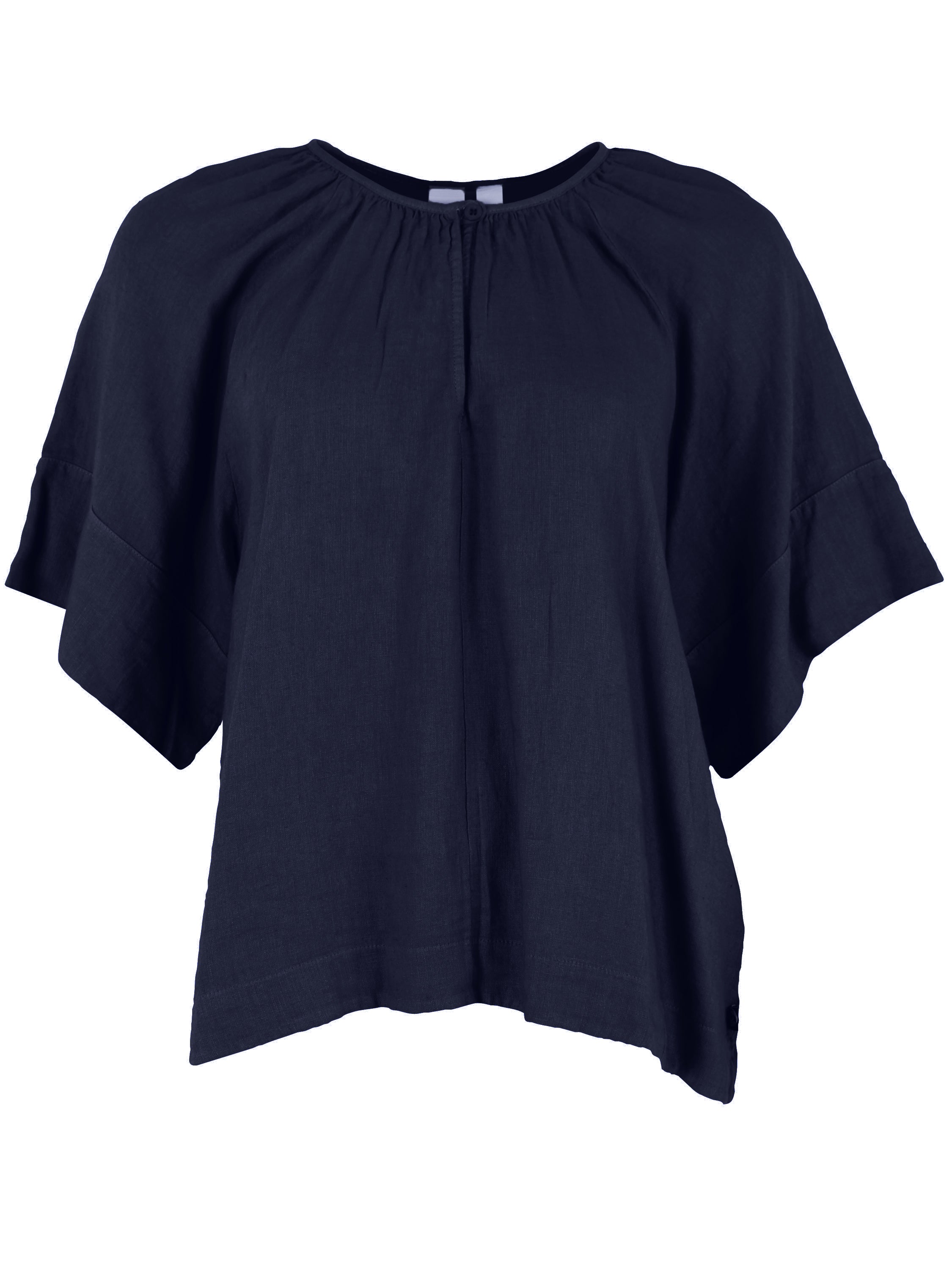 Flot navyblå skjortebluse i lækker hørblanding til kvinder