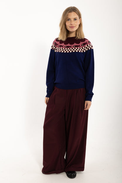 Danesidsel Merino Wool Sweater Deep Blue_Fish Jaquard