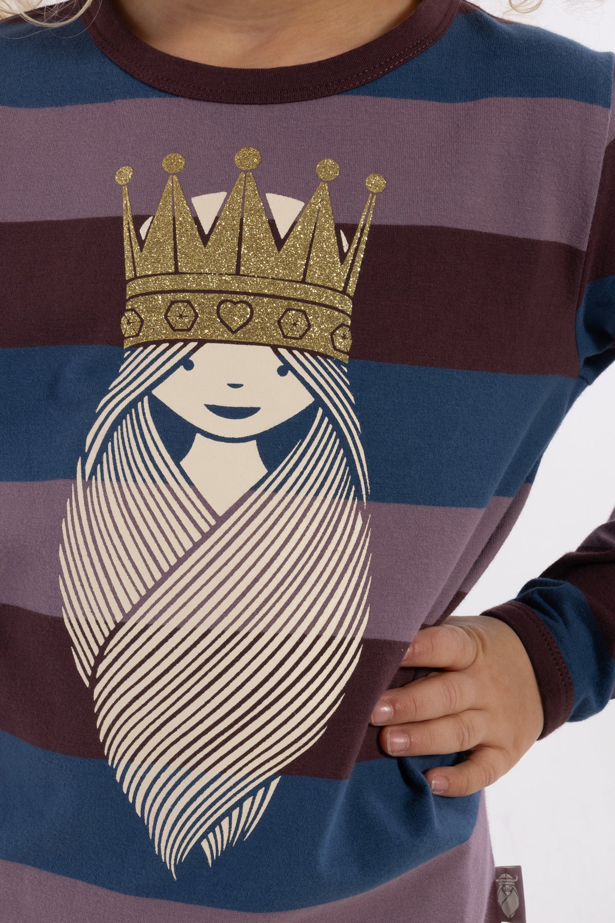 Stribet bluse i bomuld til børn med print af prinsesse