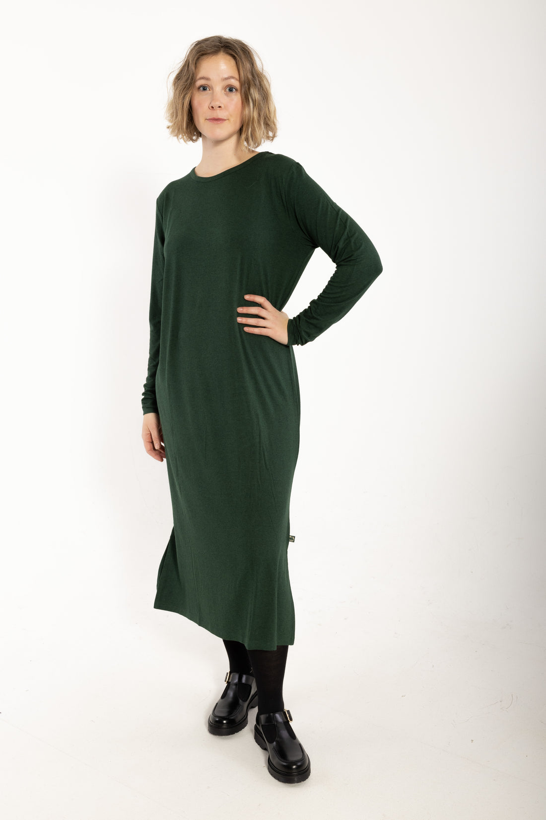 Danesweet Wool LS Dress Dark Forest