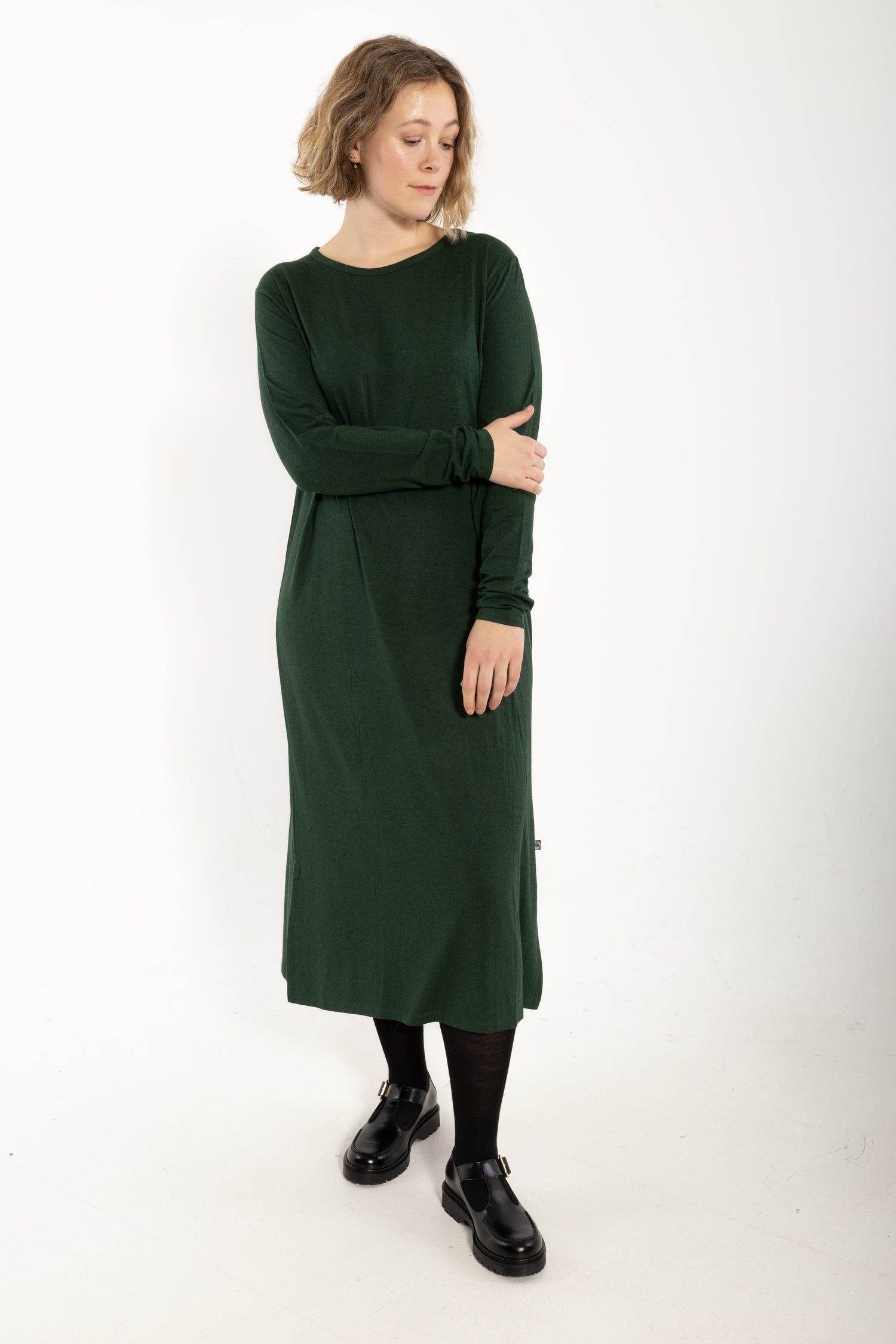 Danesweet Wool LS Dress Dark Forest