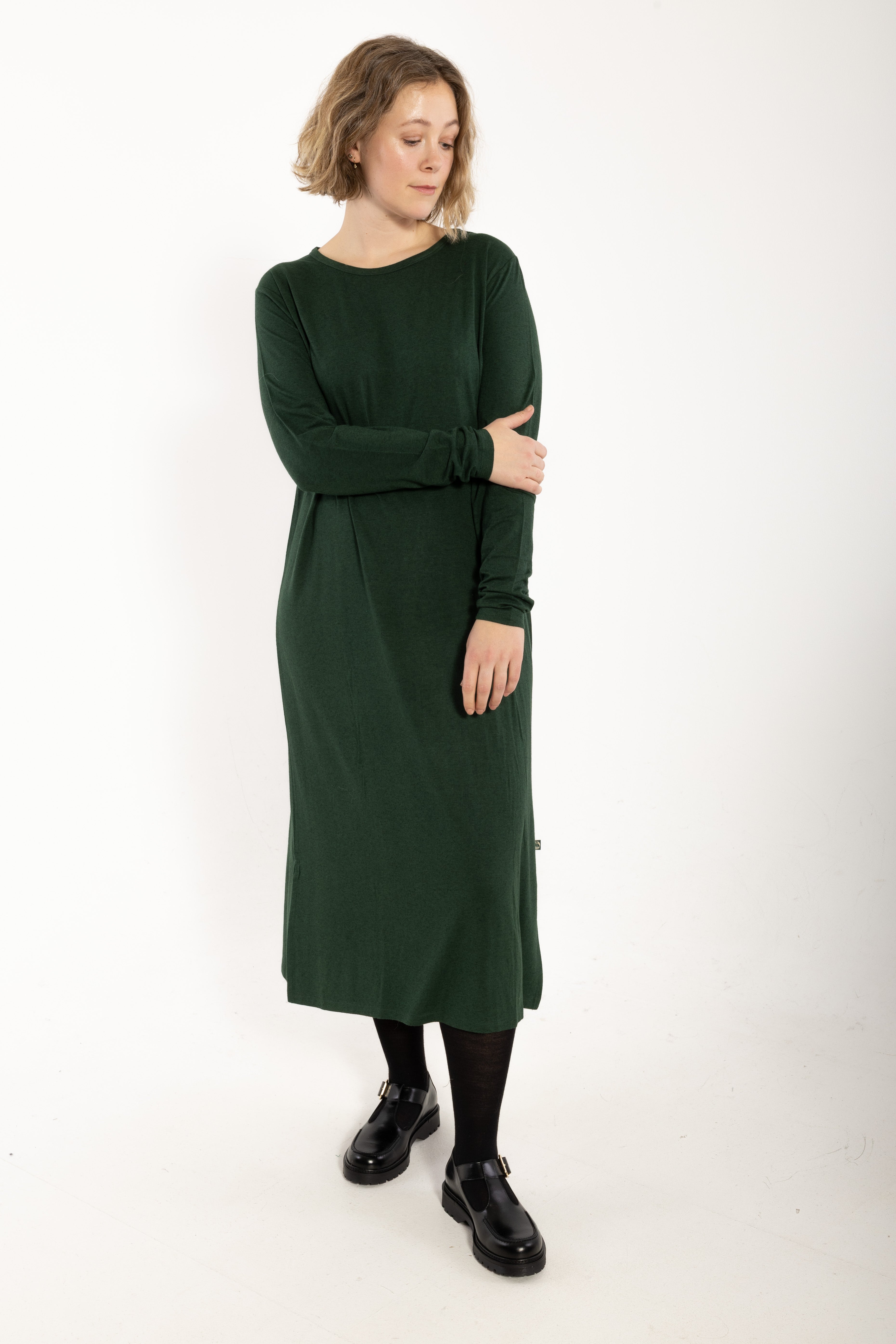 Danesweet Wool LS Dress Dark Forest