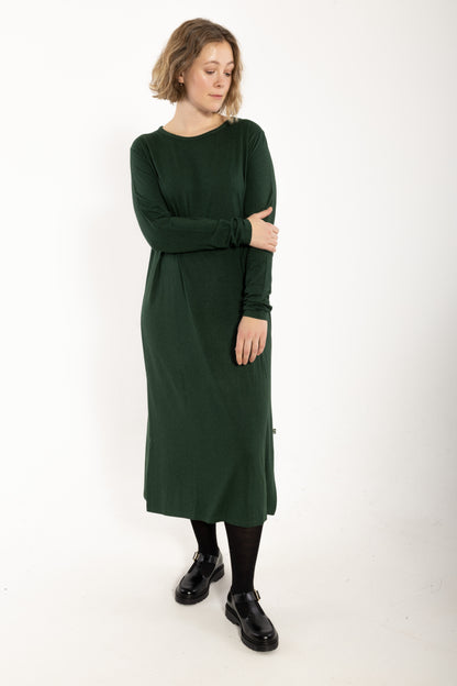 Danesweet Wool LS Dress Dark Forest