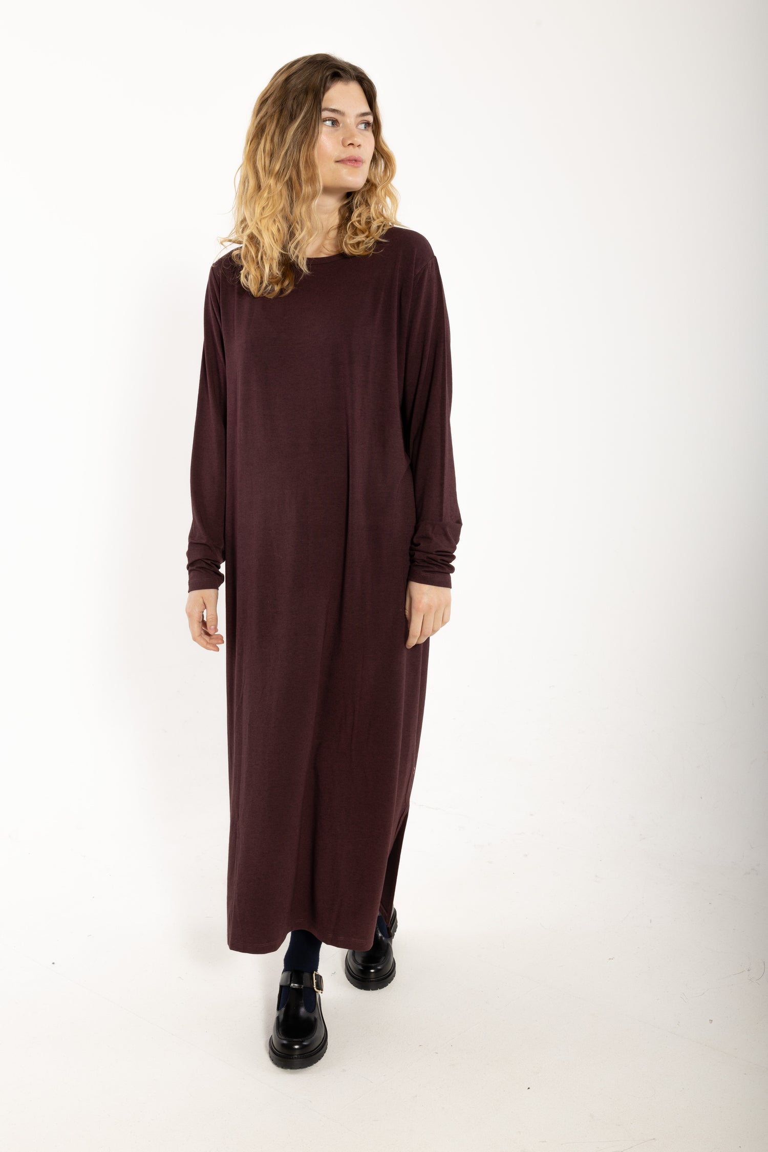 Danesweet Wool LS Dress Dark Wine