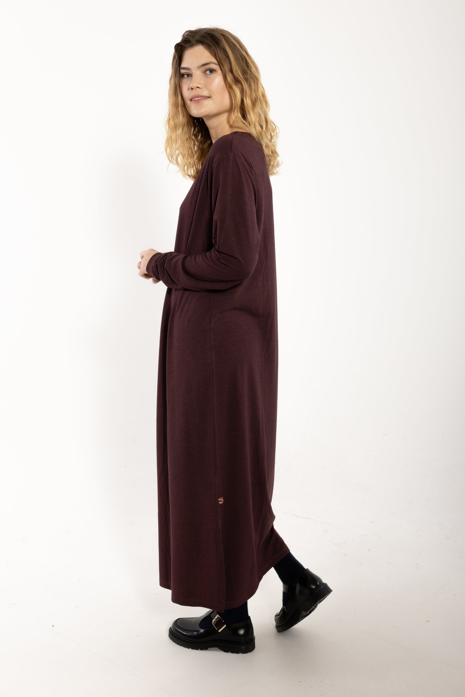 Danesweet Wool LS Dress Dark Wine