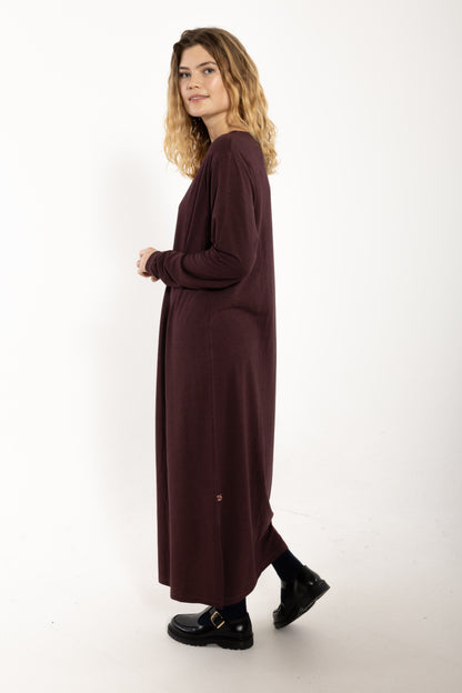 Danesweet Wool LS Dress Dark Wine