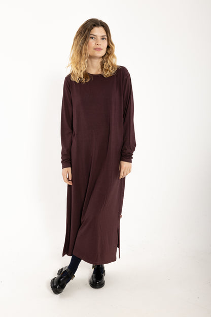 Danesweet Wool LS Dress Dark Wine