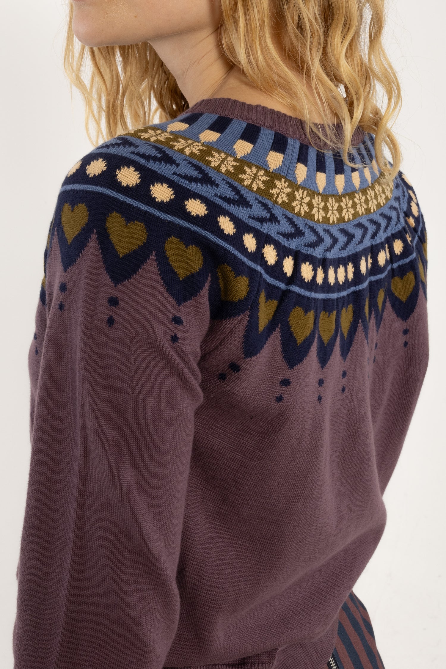 Danesweetheart Cotton Cardigan Grey Plum JAQUARD