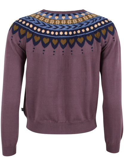 Danesweetheart Cotton Cardigan Grey Plum JAQUARD