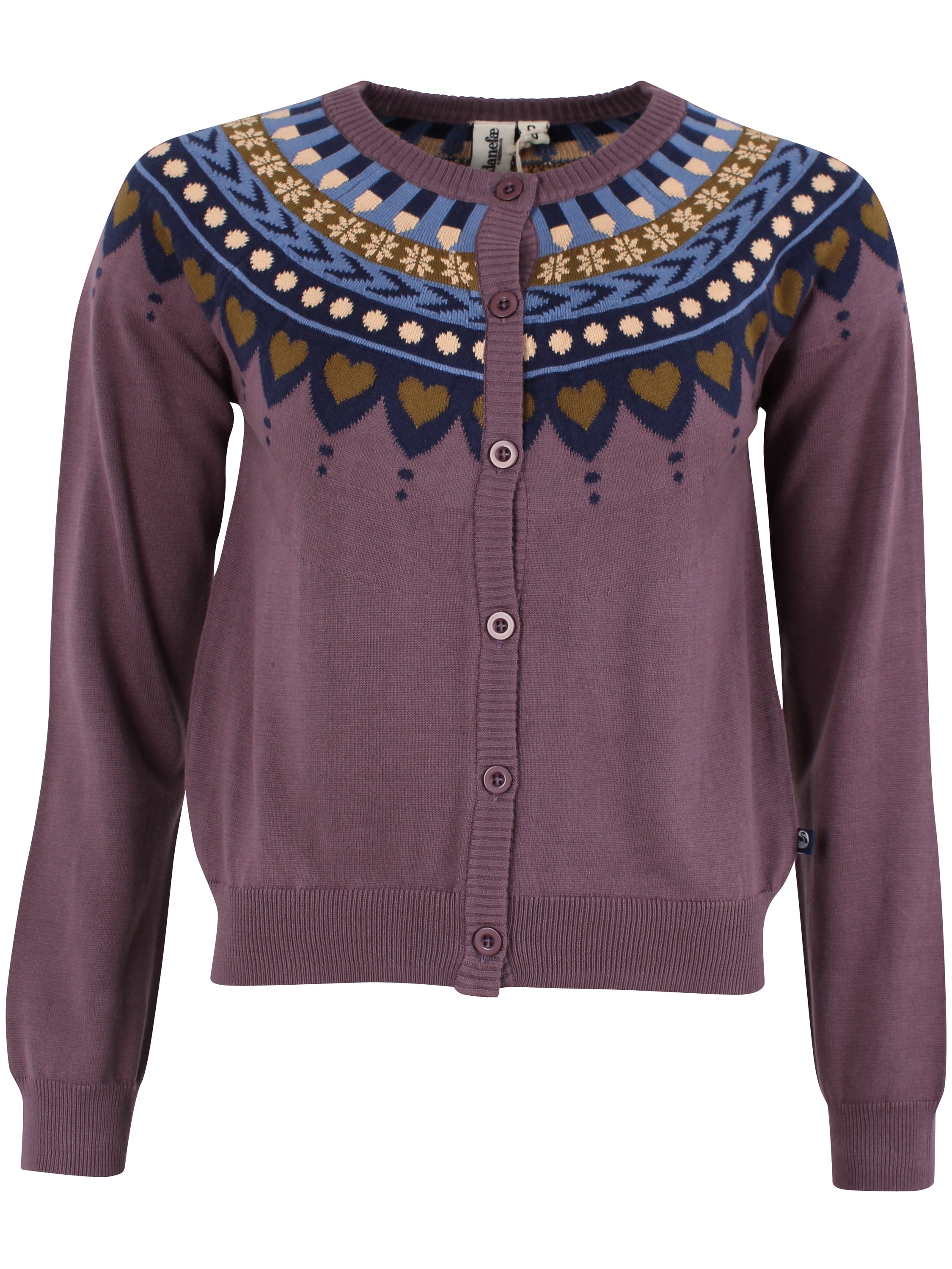 Danesweetheart Cotton Cardigan Grey Plum JAQUARD