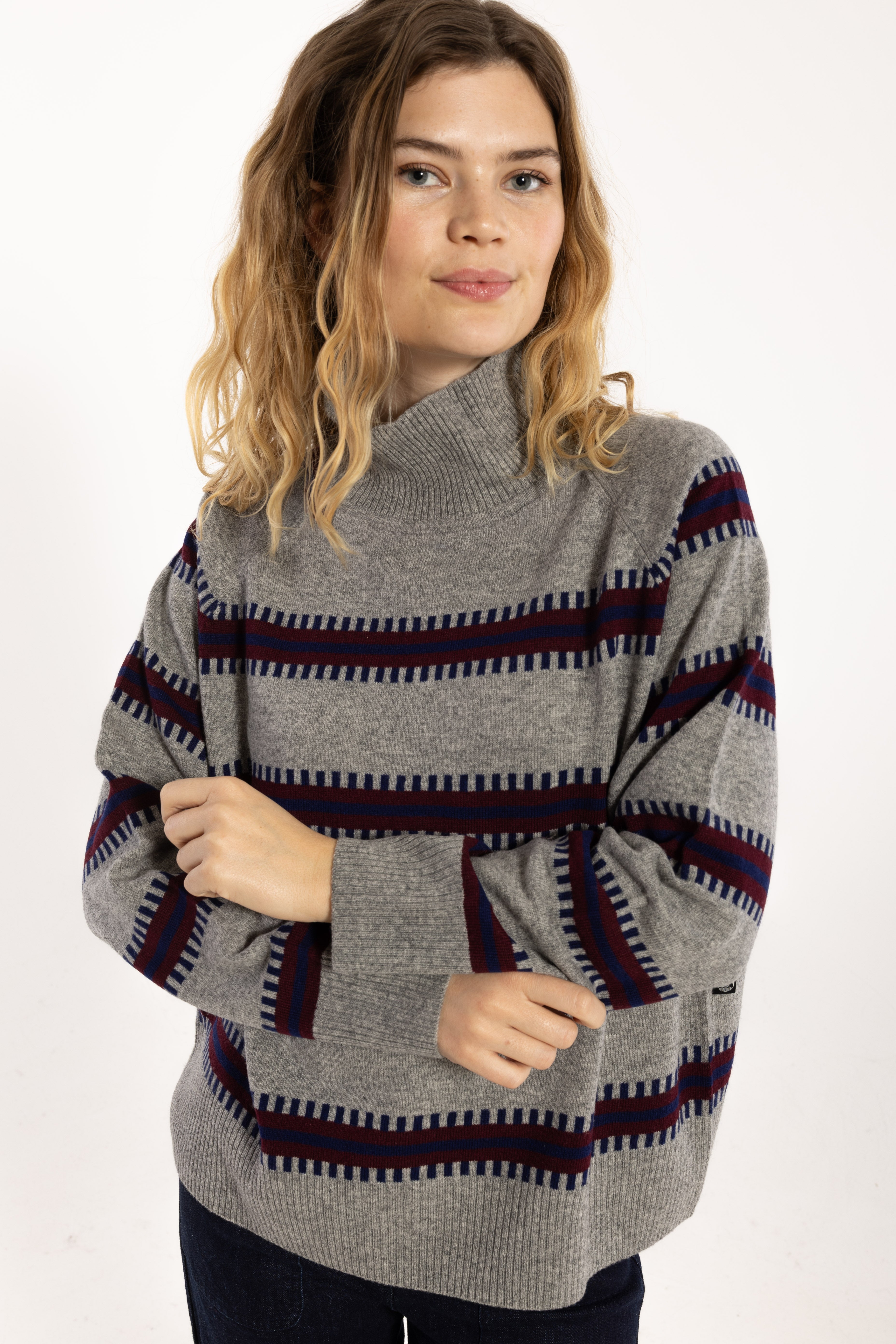 Danetuba High Neck Merino Wool Sweater Heather Grey